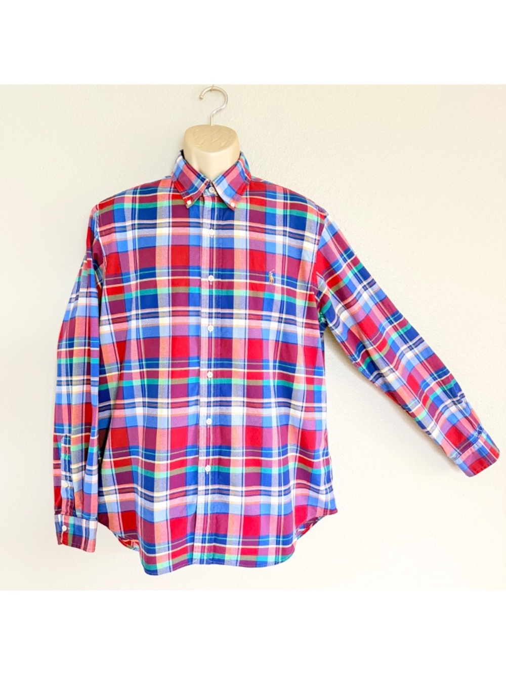 Polo Ralph Lauren Men's Classic Fit Stretch Plaid Button-Down Oxford Shirt Sz L